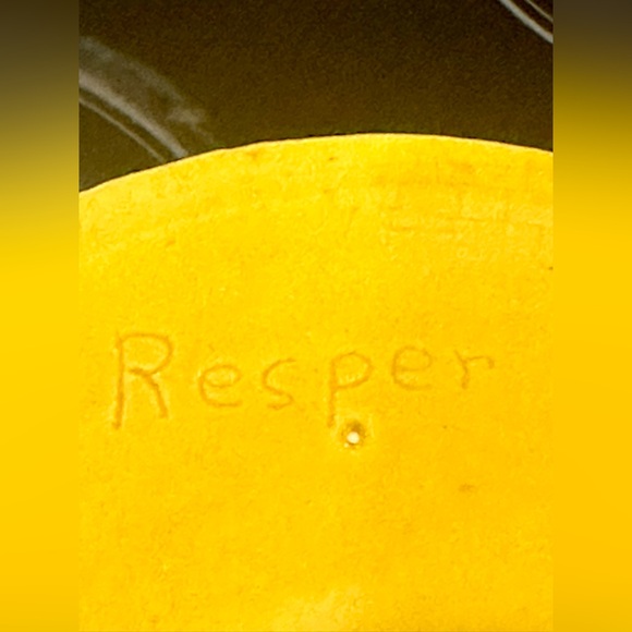 VTG Canary Yellow Ceramic Pitcher & Double Sided Tiki Cups marked Resper - Picture 7 of 13